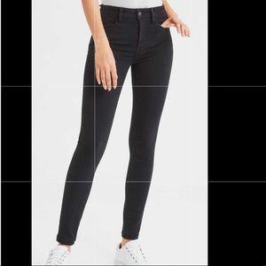 Black High Rise Skinny Jeans, slightly ripped | AE